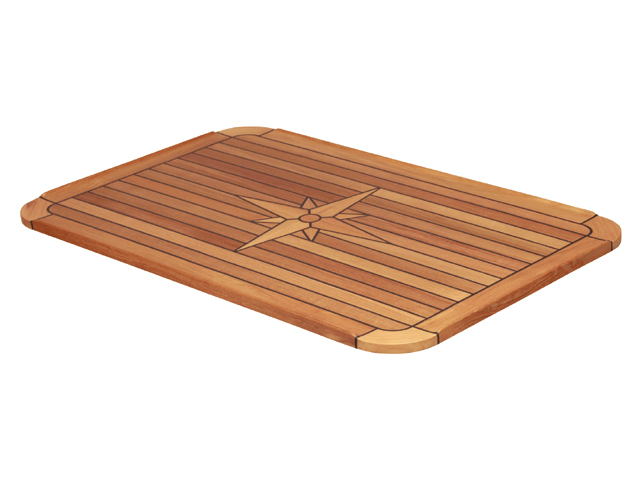 Tischplatte Teak mit Windrosenmotiv