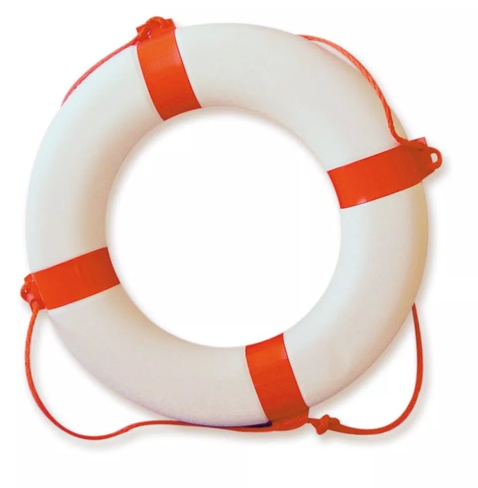 Rettungsring weiß/rot mit Griffleine/Rundumleine