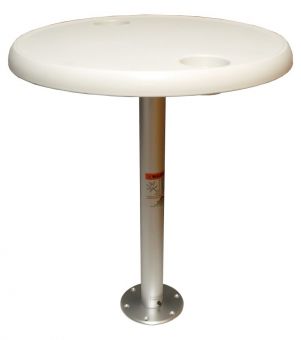 Bootstisch rund Ø 61 cm mit Fuß abnehmbar Ablagefächer Getränkehalter 